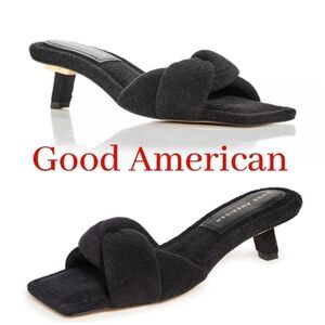Good American Women's Terry Kickstand Low Heel Slide Sandals